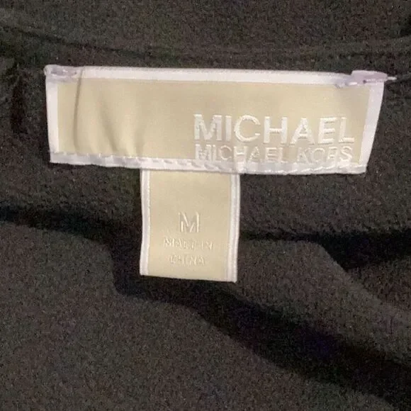 MICHAEL KORS TOP BLOUSE COLD SHOULDER RUFFLE SLEEVES MEDIUM - Picture 6 of 7